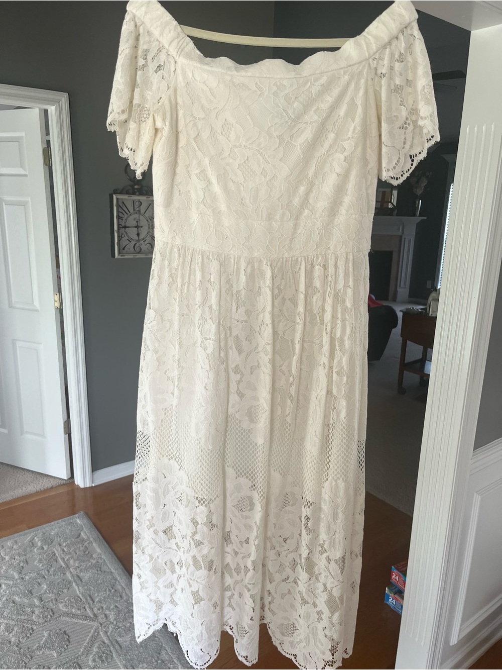 Vince Camuto White Lace Dress with Cream Lining